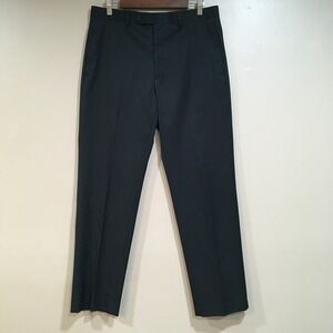 Calvin Klein Pinstripe Dress Pants Mens 33x32 Washable Flat Front Dark Gray Work